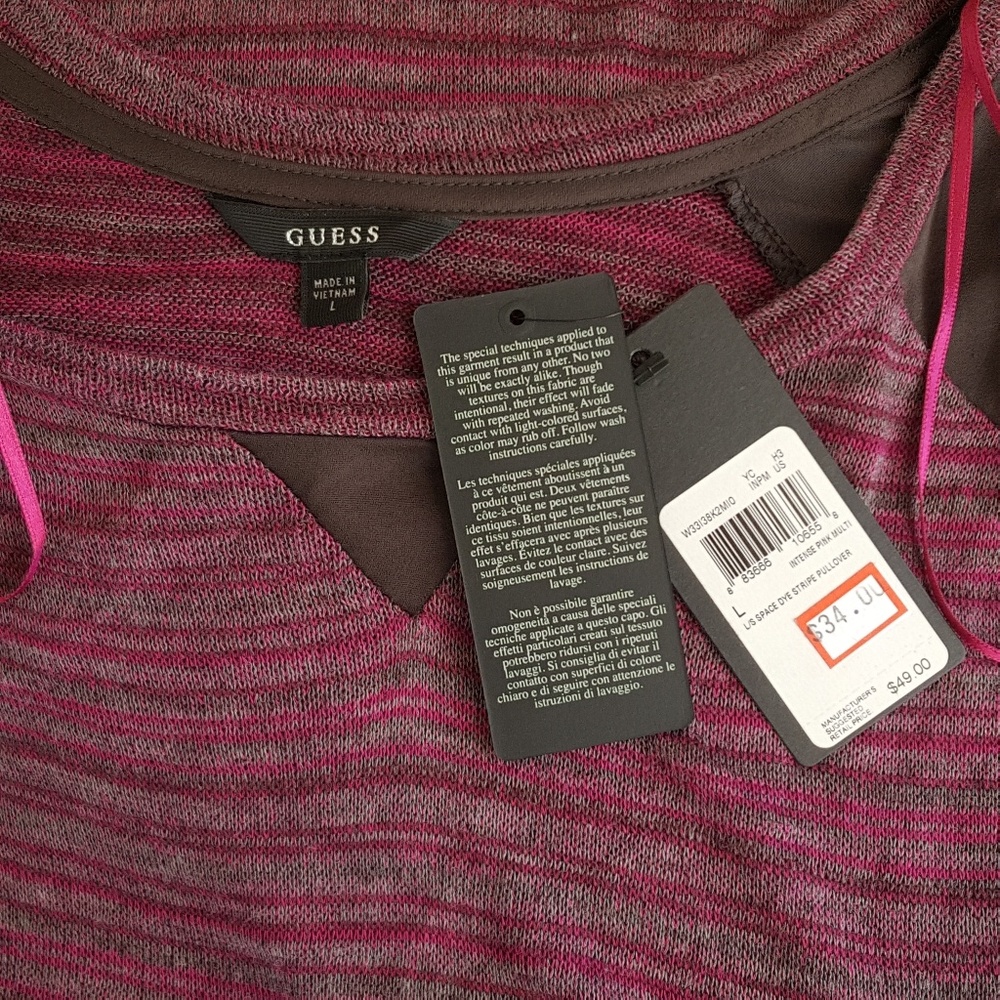 Guess❓fushia & brown sweater/sweatshirt❓BNWT❓sz L